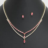 108851, MARQUISE RECTANGLE CUBIC ZIRCONIA ACCENT CRYSTAL RHINESTONE NECKLACE SET