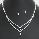 108851, MARQUISE RECTANGLE CUBIC ZIRCONIA ACCENT CRYSTAL RHINESTONE NECKLACE SET
