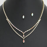 108852, MARQUISE RECTANGLE CUBIC ZIRCONIA ACCENT CRYSTAL RHINESTONE NECKLACE SET