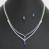 108852, MARQUISE RECTANGLE CUBIC ZIRCONIA ACCENT CRYSTAL RHINESTONE NECKLACE SET