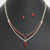 108852, MARQUISE RECTANGLE CUBIC ZIRCONIA ACCENT CRYSTAL RHINESTONE NECKLACE SET