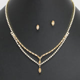 108852, MARQUISE RECTANGLE CUBIC ZIRCONIA ACCENT CRYSTAL RHINESTONE NECKLACE SET