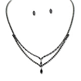 108852, MARQUISE RECTANGLE CUBIC ZIRCONIA ACCENT CRYSTAL RHINESTONE NECKLACE SET