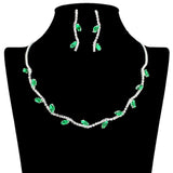 108853, MARQUISE CUBIC ZIRCONIA ACCENT CRYSTAL RHINESTONE NECKLACE SET