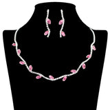 108853, MARQUISE CUBIC ZIRCONIA ACCENT CRYSTAL RHINESTONE NECKLACE SET