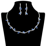 108853, MARQUISE CUBIC ZIRCONIA ACCENT CRYSTAL RHINESTONE NECKLACE SET
