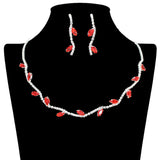 108853, MARQUISE CUBIC ZIRCONIA ACCENT CRYSTAL RHINESTONE NECKLACE SET