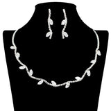 108853, MARQUISE CUBIC ZIRCONIA ACCENT CRYSTAL RHINESTONE NECKLACE SET