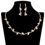 108853, MARQUISE CUBIC ZIRCONIA ACCENT CRYSTAL RHINESTONE NECKLACE SET