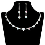 108854, HEART CUBIC ZIRCONIA ACCENT CRYSTAL RHINESTONE NECKLACE SET