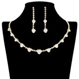 108854, HEART CUBIC ZIRCONIA ACCENT CRYSTAL RHINESTONE NECKLACE SET