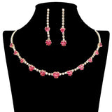 108854, HEART CUBIC ZIRCONIA ACCENT CRYSTAL RHINESTONE NECKLACE SET
