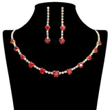 108854, HEART CUBIC ZIRCONIA ACCENT CRYSTAL RHINESTONE NECKLACE SET