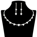 108854, HEART CUBIC ZIRCONIA ACCENT CRYSTAL RHINESTONE NECKLACE SET