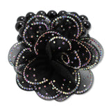 108859, BLING FABRIC FLOWER ACCENT WITH PEARL STRAND STRETCH BRACELET