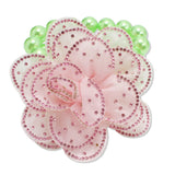 108860, BLING FABRIC FLOWER ACCENT WITH PEARL STRAND STRETCH BRACELET