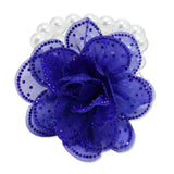 108860, BLING FABRIC FLOWER ACCENT WITH PEARL STRAND STRETCH BRACELET