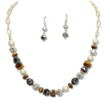 108862, AGATE SEMI PRECIOUS STONE GLASS BEADED NECKLACE