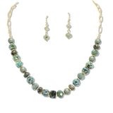 108862, AGATE SEMI PRECIOUS STONE GLASS BEADED NECKLACE