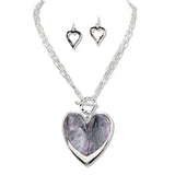 108863, GLITTER CELLULOID ACETATE HEART PENDANT TOGGLE NECKLACE