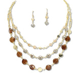 108868, SEMI PRECIOU STONE GLASS BEADED LAYERED NECKLACE