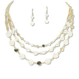 108868, SEMI PRECIOU STONE GLASS BEADED LAYERED NECKLACE