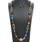108872, AGATE SEMI PRECIOU STONE BEADED LONG NECKLACE