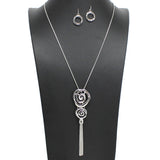 108873, SWIRL ACCENT TASSEL LONG PENDANT NECKLACE