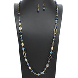 108875, SEMI PRECIOUS STONE GLASS BEADED LONG NECKLACE