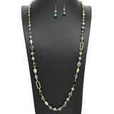 108875, SEMI PRECIOUS STONE GLASS BEADED LONG NECKLACE
