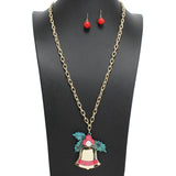 108880, GLITTER ACRYLIC CHRISTMAS JINGLE BELL PENDANT LONG NECKLACE