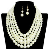 108885, MULTI STRAND LAYERED PEARL NECKLACE