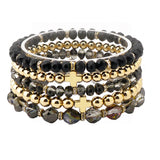 108890, CROSS ACCENT MULTI LAYERED GLASS BEADED STRETCH BRACELET