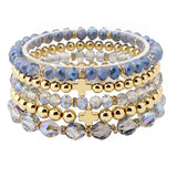 108890, CROSS ACCENT MULTI LAYERED GLASS BEADED STRETCH BRACELET