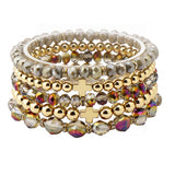 108890, CROSS ACCENT MULTI LAYERED GLASS BEADED STRETCH BRACELET