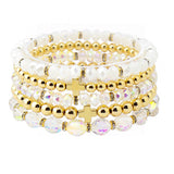 108890, CROSS ACCENT MULTI LAYERED GLASS BEADED STRETCH BRACELET