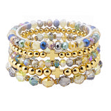 108890, CROSS ACCENT MULTI LAYERED GLASS BEADED STRETCH BRACELET