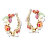 108891, FLOWER PEARL GLASS BEADED HOOP EARRING