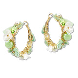 108891, FLOWER PEARL GLASS BEADED HOOP EARRING