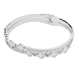 108895, CLOVER PAVE RHINESTONE ACCENT STAINLESS STEEL OPEN BANGLE BRACELET