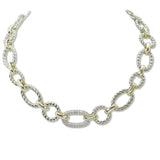 108902, 14K GOLD PLATED PAVE CUBIC ZIRCONIA ACCENT DEISNGER INSPIRED NECKLACE