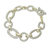 108903, 14K GOLD PLATED PAVE CUBIC ZIRCONIA ACCENT DESIGNER INSPIRED BRACELET