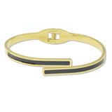 108912, ENAMEL STRIPE ACCENT STAINLESS STEEL OPEN BANGLE BRACELET