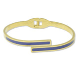 108912, ENAMEL STRIPE ACCENT STAINLESS STEEL OPEN BANGLE BRACELET