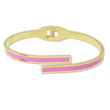 108912, ENAMEL STRIPE ACCENT STAINLESS STEEL OPEN BANGLE BRACELET