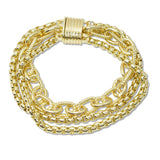 108914, 14K GOLD PLATED CHAIN DESIGNER INSPIRED MAGNETIC CLOSURE BRACELET