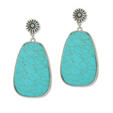 108915, WESTERN GEOMETRIC TURQUOISE STONE DANGLE EARRING