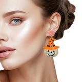 108916, HALLOWEEN GLITTER PUMPKIN DANGLE EARRING