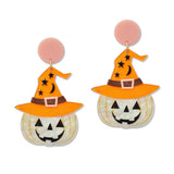 108916, HALLOWEEN GLITTER PUMPKIN DANGLE EARRING