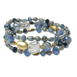 108917, AGATE STONE GLASS BEADED STRETCH BRACELET 3 PIECE SET